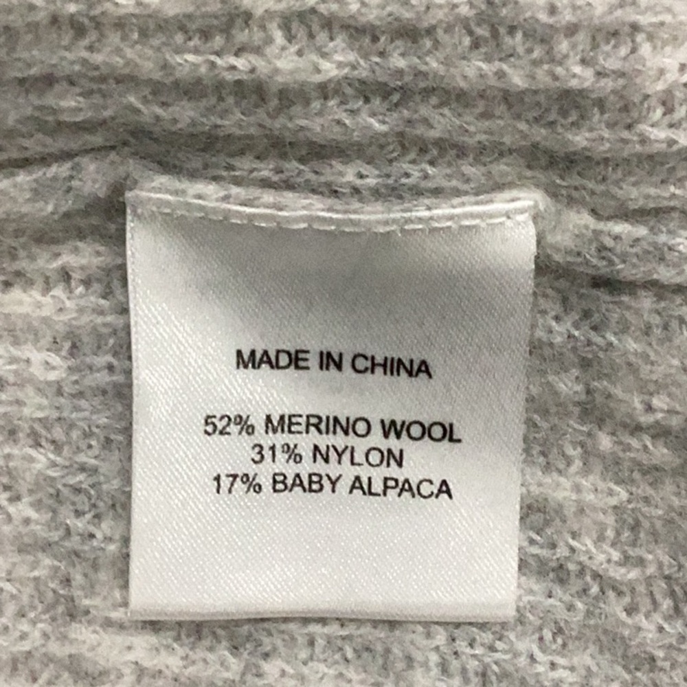 Quince Light Gray Alpaca Wool Quarter Zip Ribbed Sweater 3/4 Sleeves Size Small - Picture 7 of 8